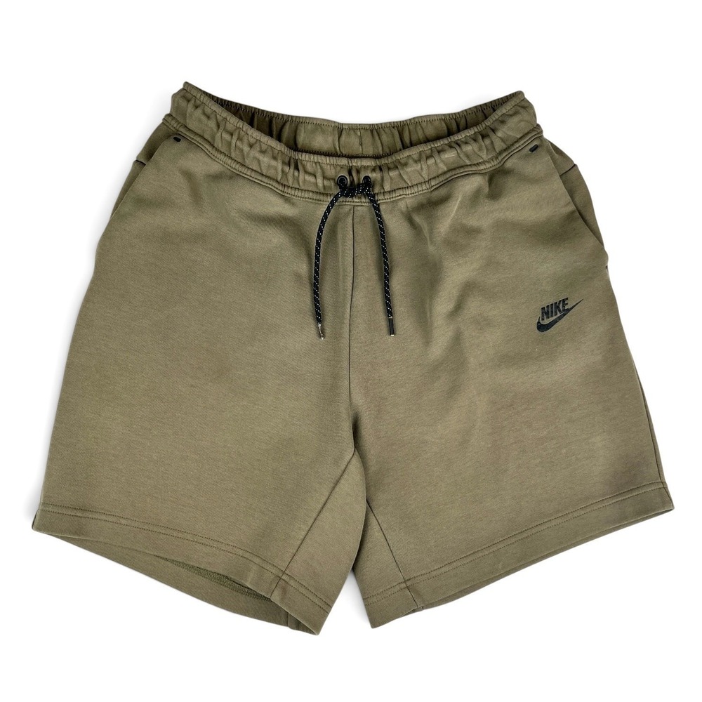 NIKE Tech Shorts Men's Sz Large Olive Green Knit Side Zip Pockets